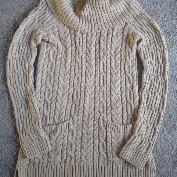Jeanne Pierre Cowl Neck Sweater Dress, Tan, Size S - Picture 3 of 4